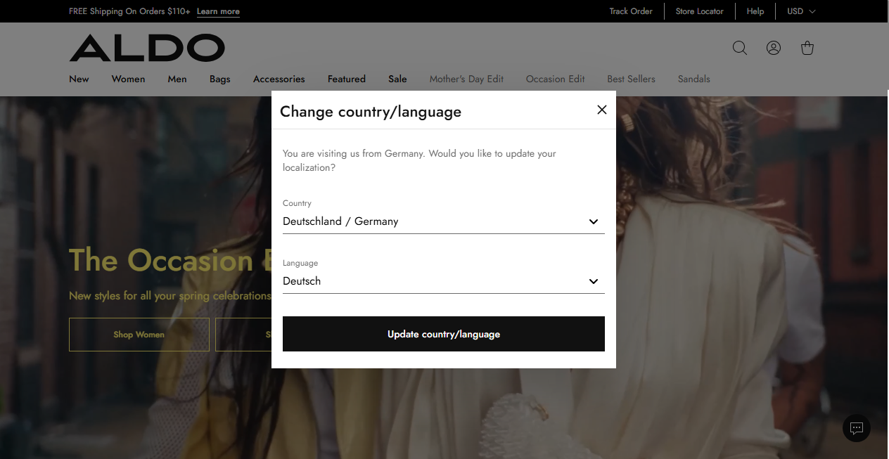 Screenshot von aldoschuhe.de