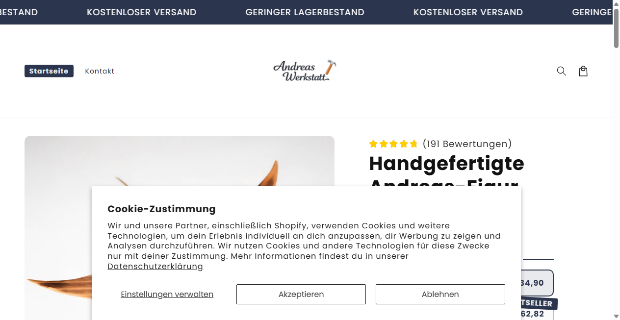 Fake Shop Warnung: andreaswerkstatt.de (2026)
