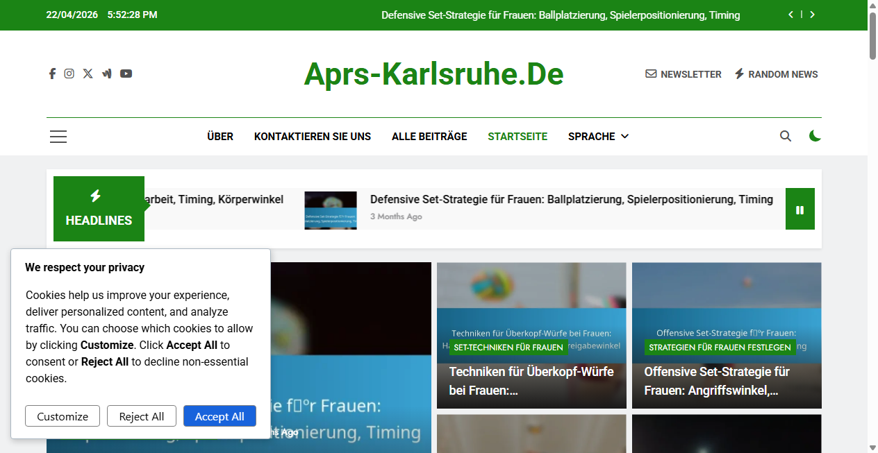 Screenshot von aprs-karlsruhe.de