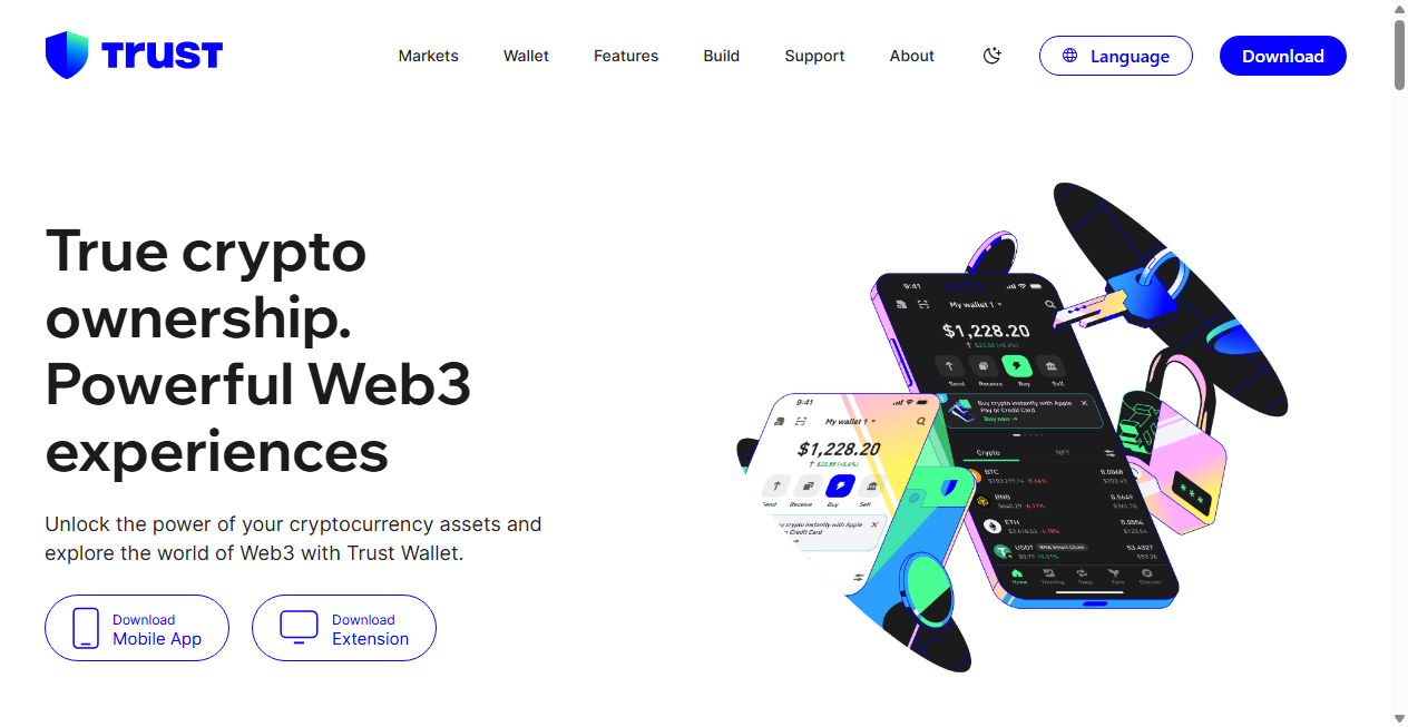 Screenshot von area-trustwallet.com