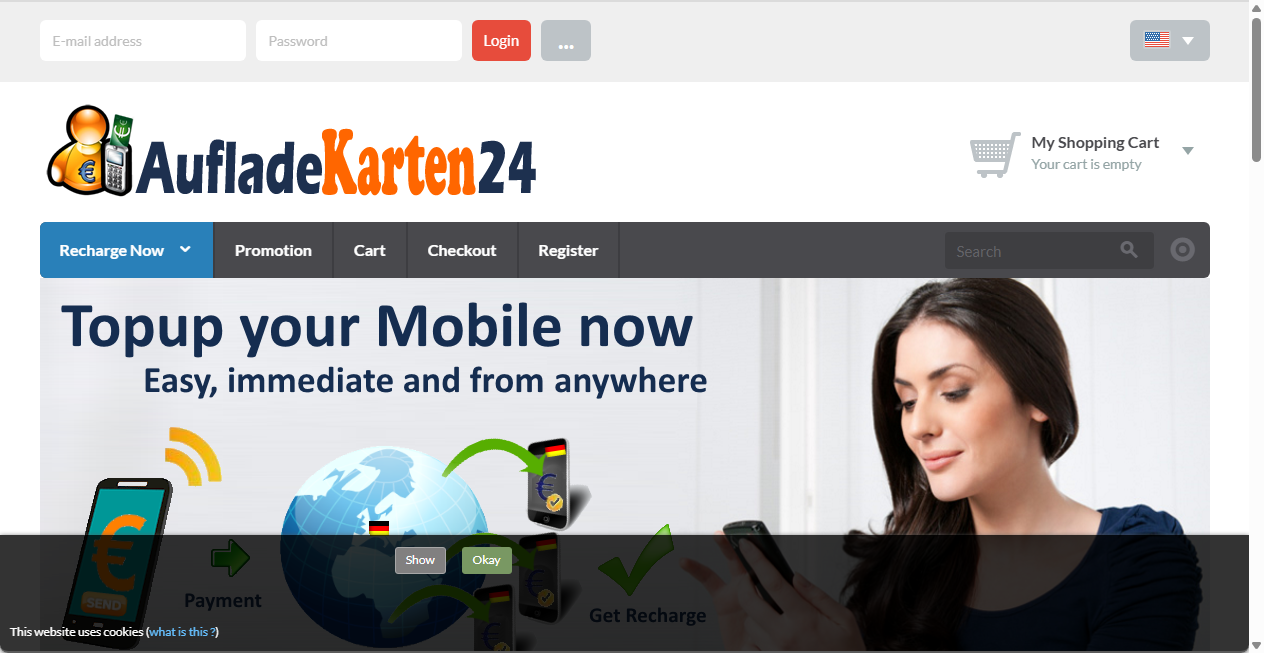 Screenshot von aufladekarten24.de