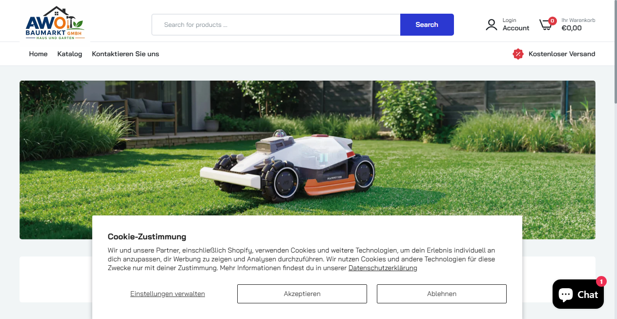 Screenshot von awo-baumarkt.de