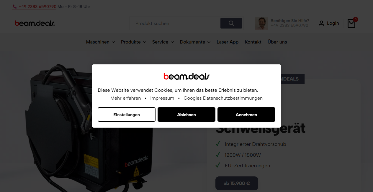 Screenshot von beamdeals.de
