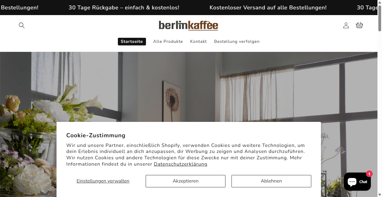 Screenshot von berlinkaffee.myshopify.com