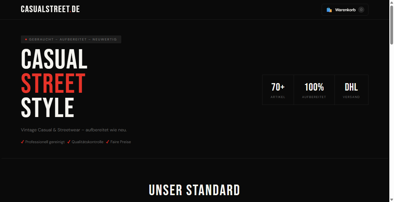 Screenshot von casualstreet.de