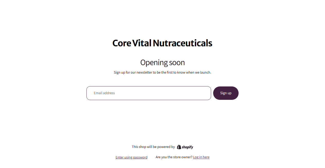 Screenshot von corevitalnutraceuticals.com