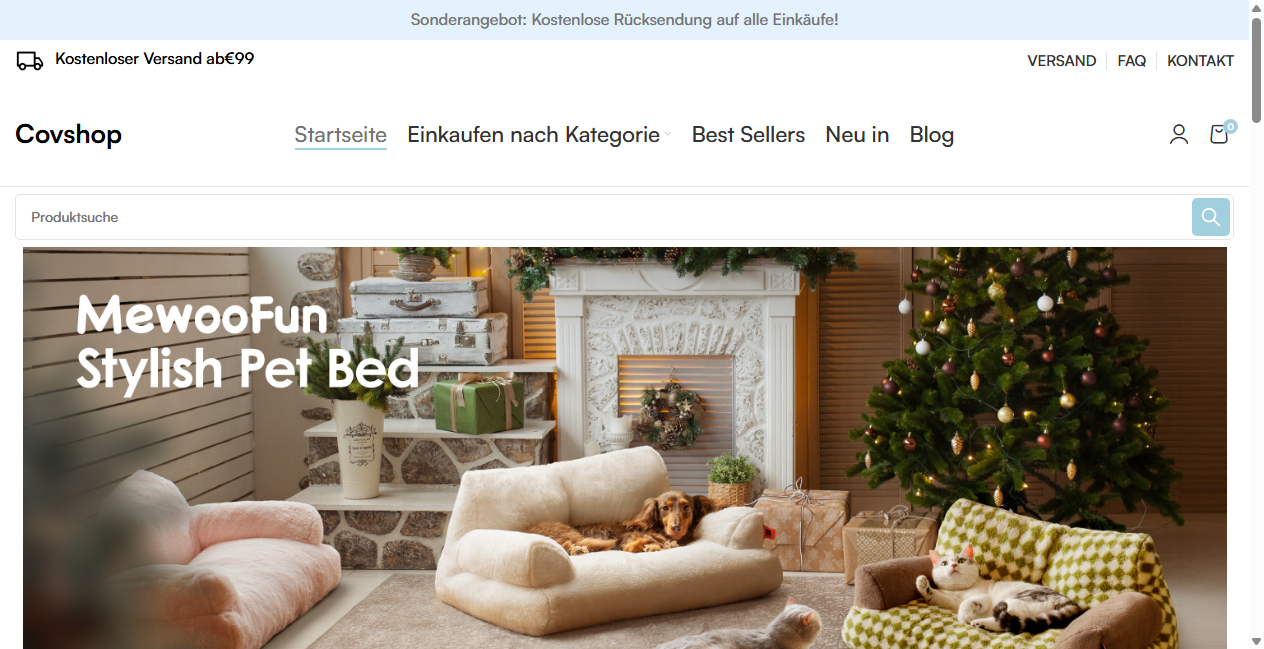 Screenshot von covshop.de