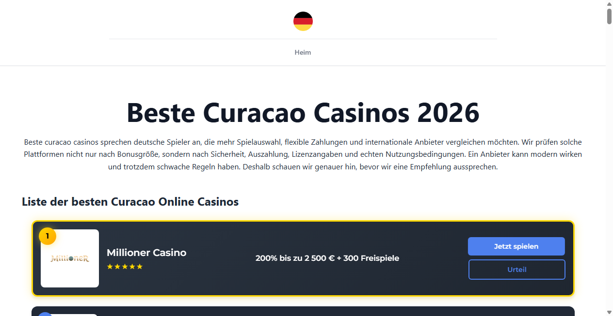 Bestätigte Warnung zu curacaoonlinecasino.de (2026)