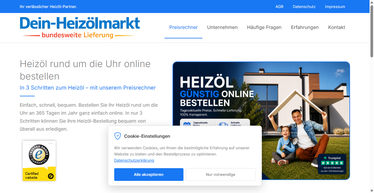 Screenshot von dein-heizoelmarkt.de