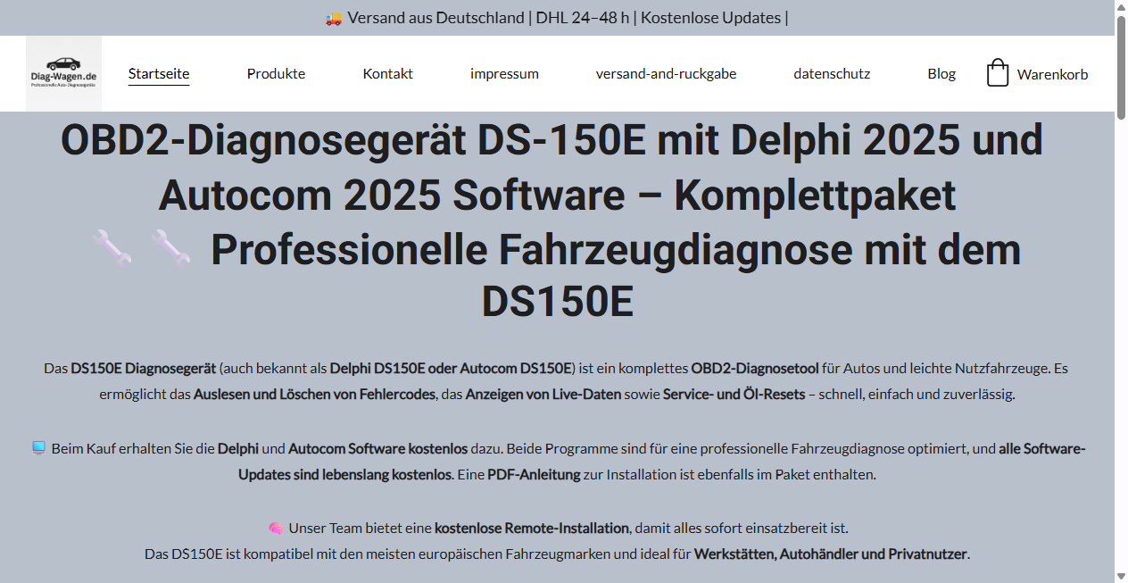 Fake Shop Warnung: diag-wagen.de (2026)