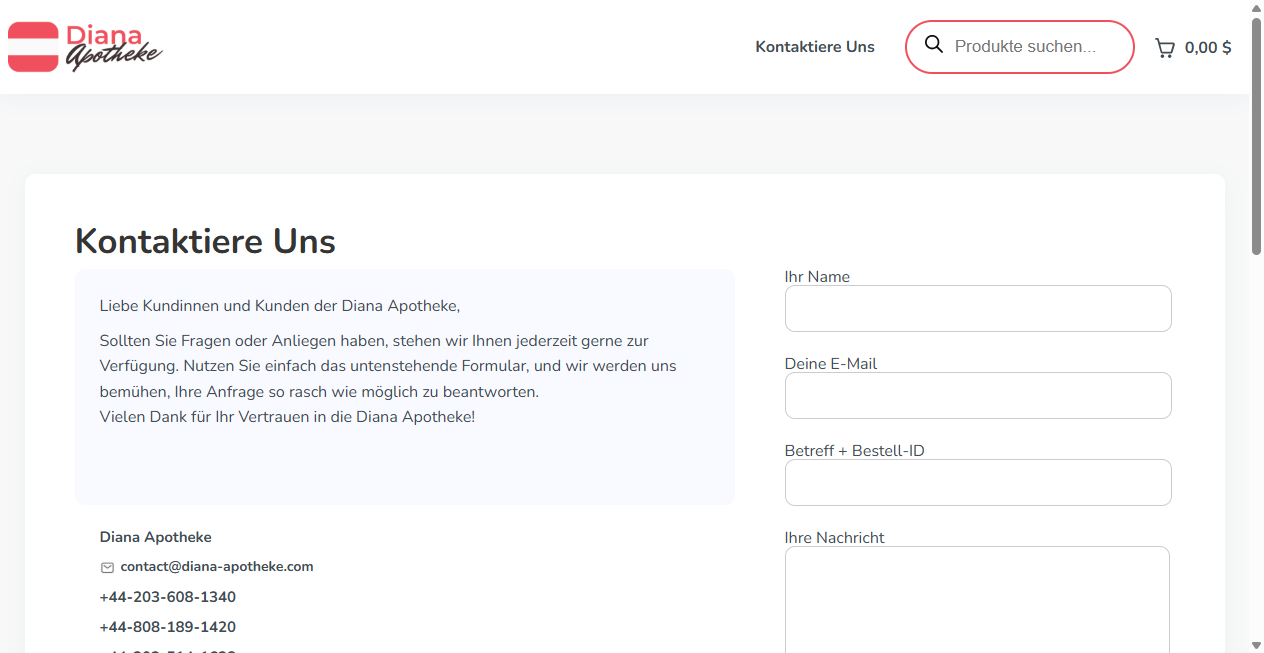 Fake Shop Warnung: diana-apotheke.com (2026)