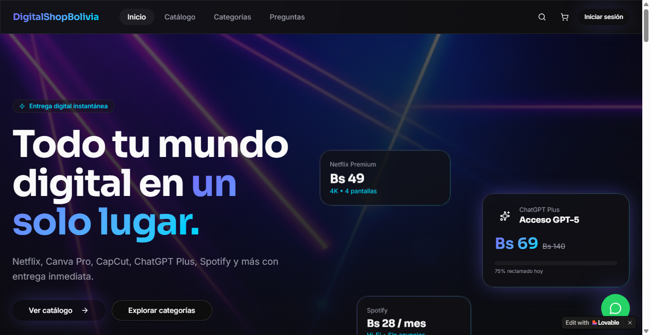 Screenshot von digitalshopbolivia.com
