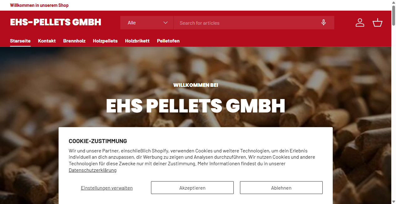 Screenshot von ehspellets.de