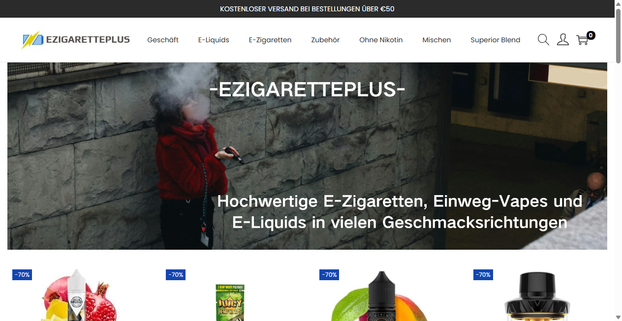 Screenshot von ezigaretteplus.com