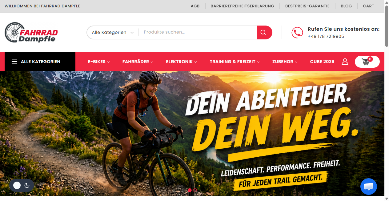 Screenshot von fahrraddampfle.de