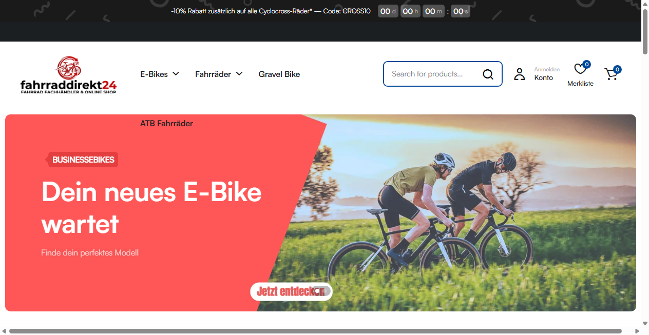 Screenshot von fahrraddirekt24.de