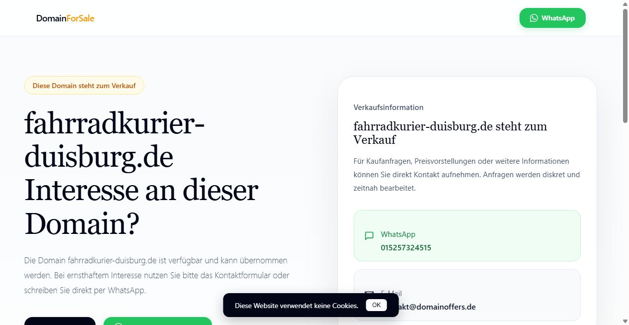 Bestätigte Warnung zu fahrradkurier-duisburg.de (2026)