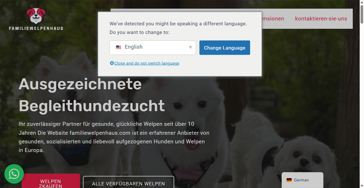 Screenshot von familiewelpenhaus.com