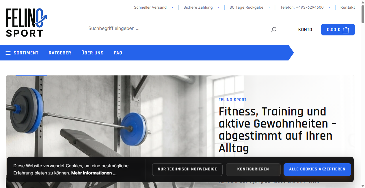 Screenshot von felino-sport.de