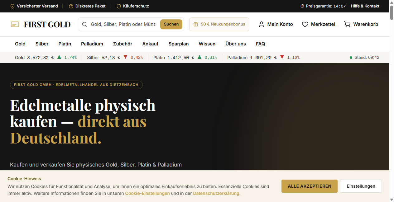 Screenshot von firstgoldshop.com