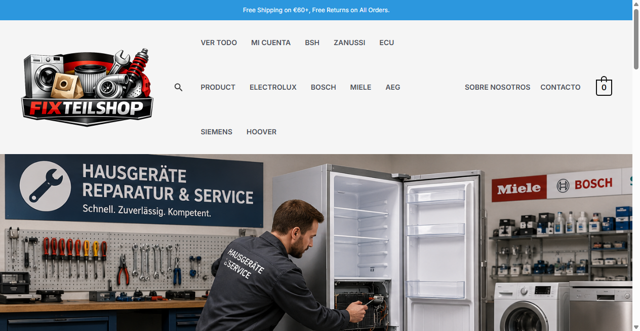 Screenshot von fixteilshop.com
