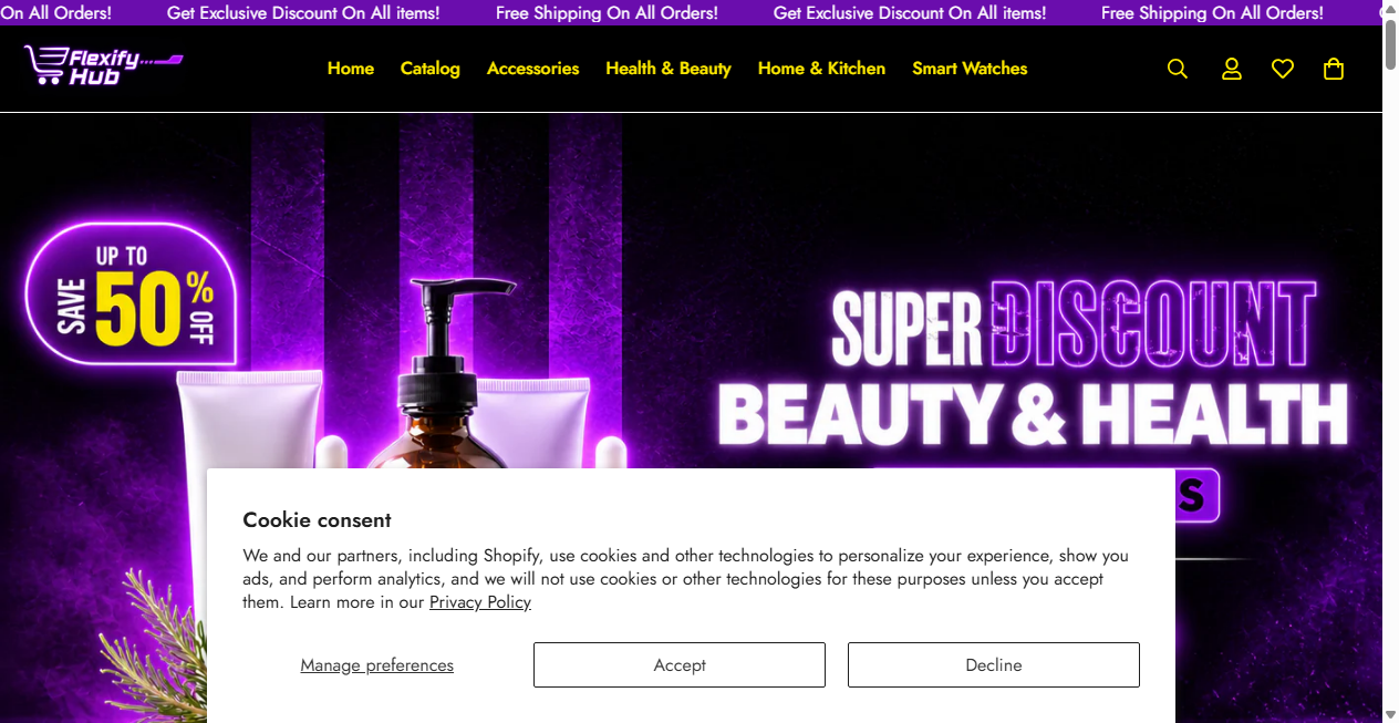 Screenshot von flexihubstore.com