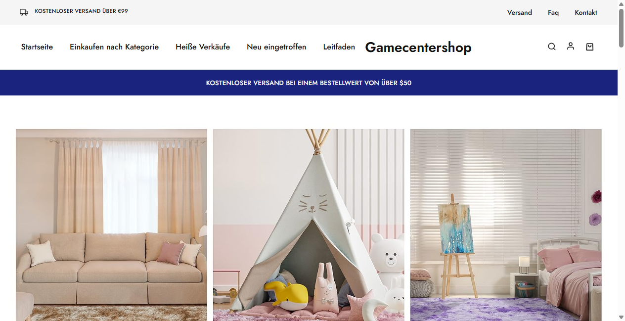 Screenshot von gamecentershop.de
