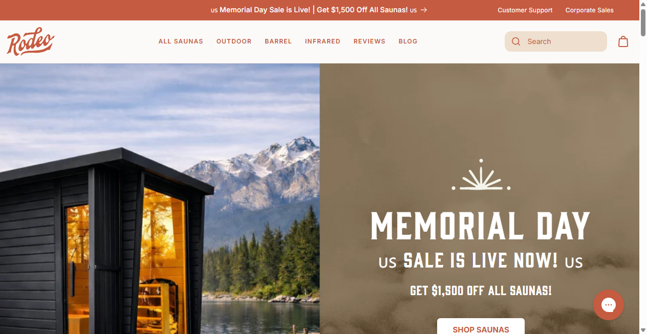 Screenshot von getrodeosaunas.com