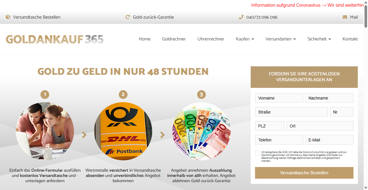 Fake Shop Warnung: goldankauf365.de (2026)