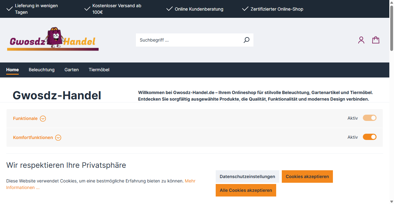 Screenshot von gwosdz-handel.de