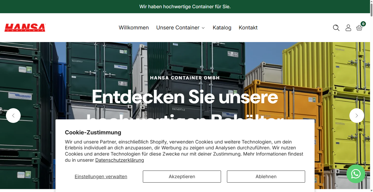 Screenshot von hansacontainergmbh.de