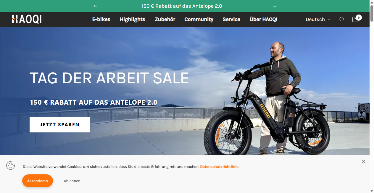 Screenshot von haoqiebike.de