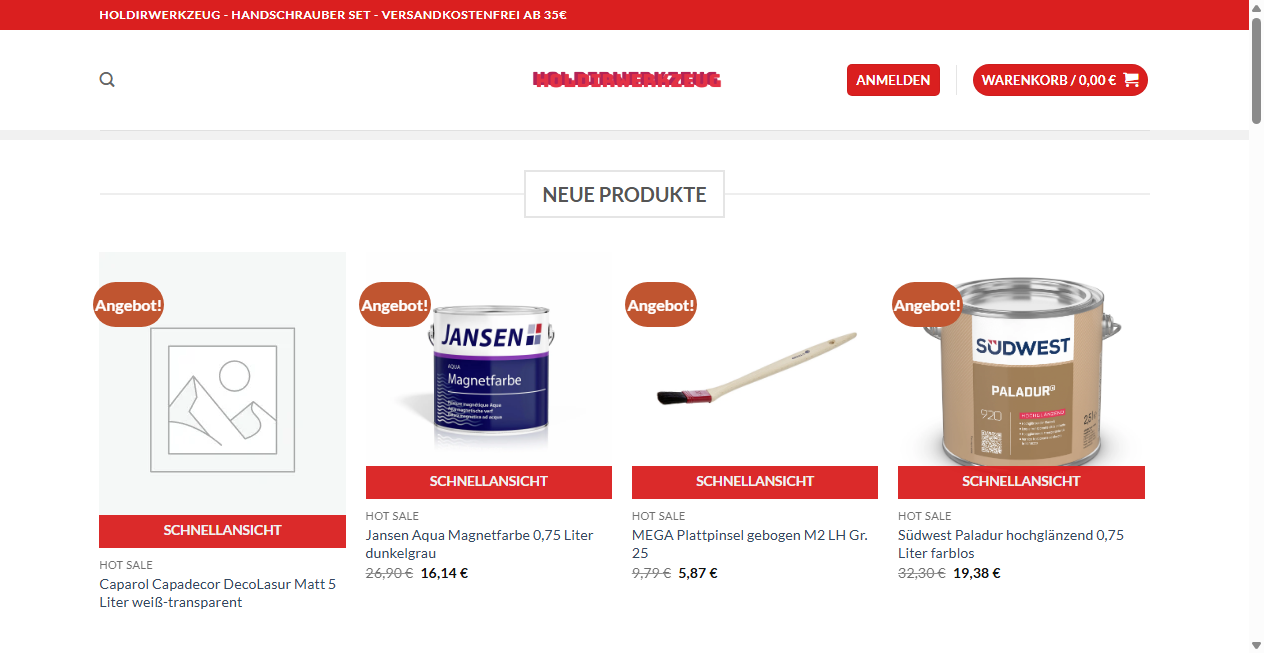 Screenshot von holdirwerkzeug.de