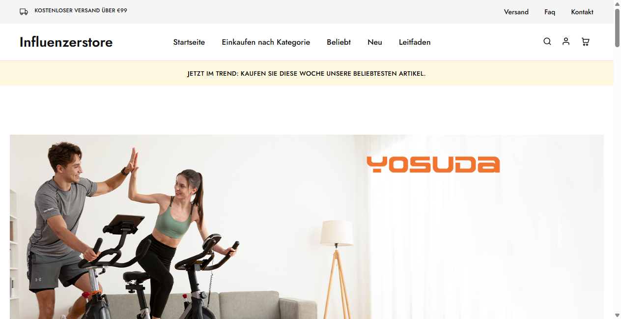 Screenshot von influenzerstore.de