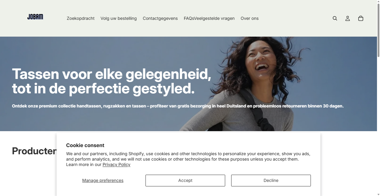 Screenshot von jobam.shop