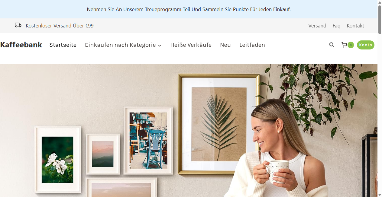 Screenshot von kaffeebank.de