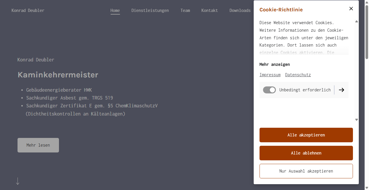 Screenshot von kaminkehrer-dachau.com