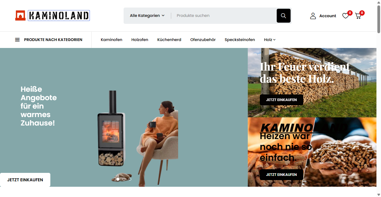 Screenshot von kaminoland.de