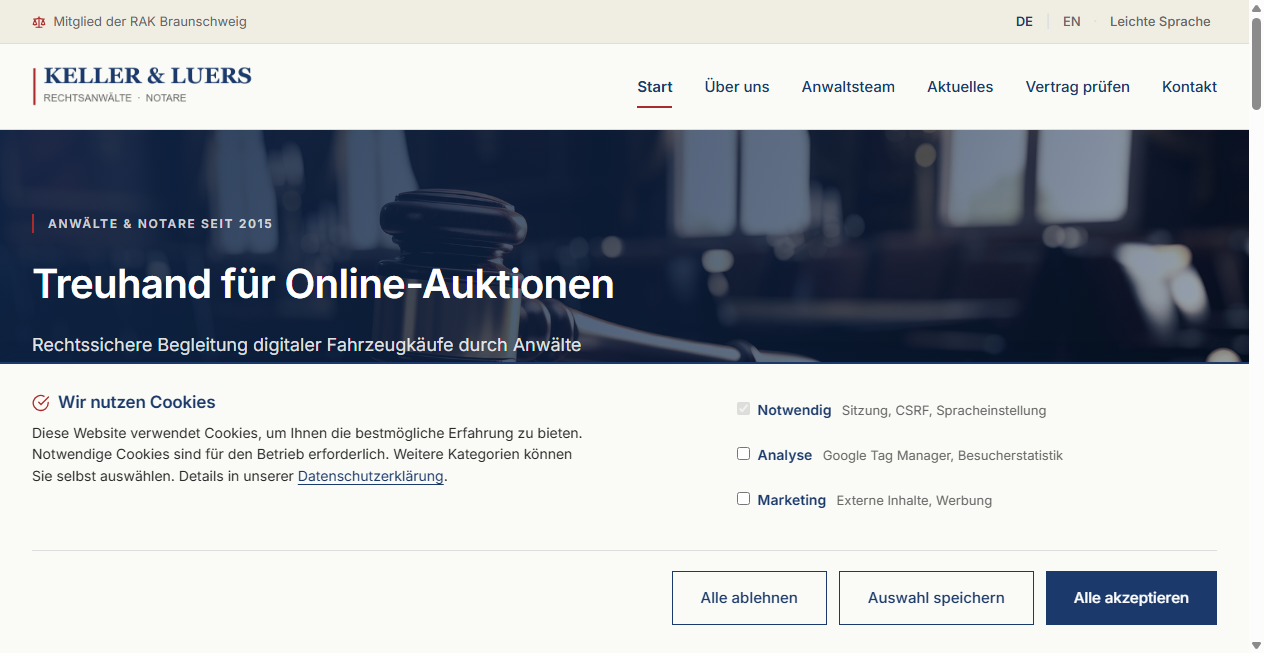 Screenshot von kanzlei-keller-luers.de