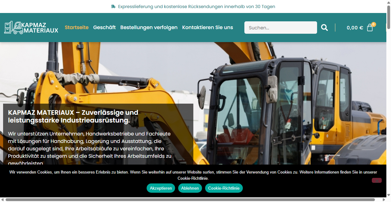 Screenshot von kapmazmateriaux.com