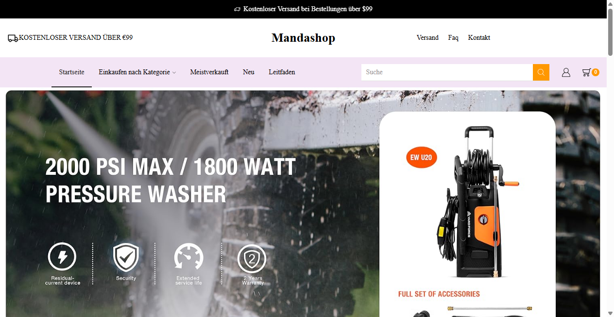 Screenshot von mandashop.de