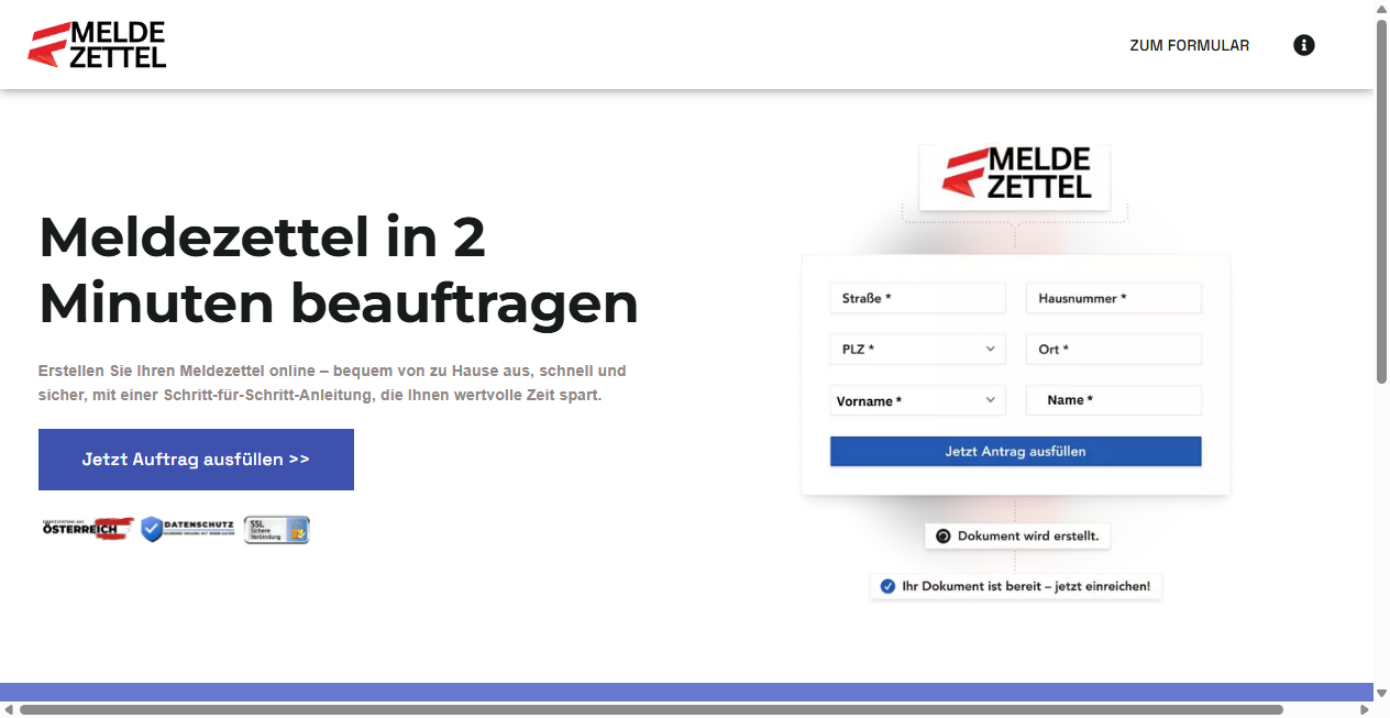 Fake Shop Warnung: meldezettel-digital.at (2026)