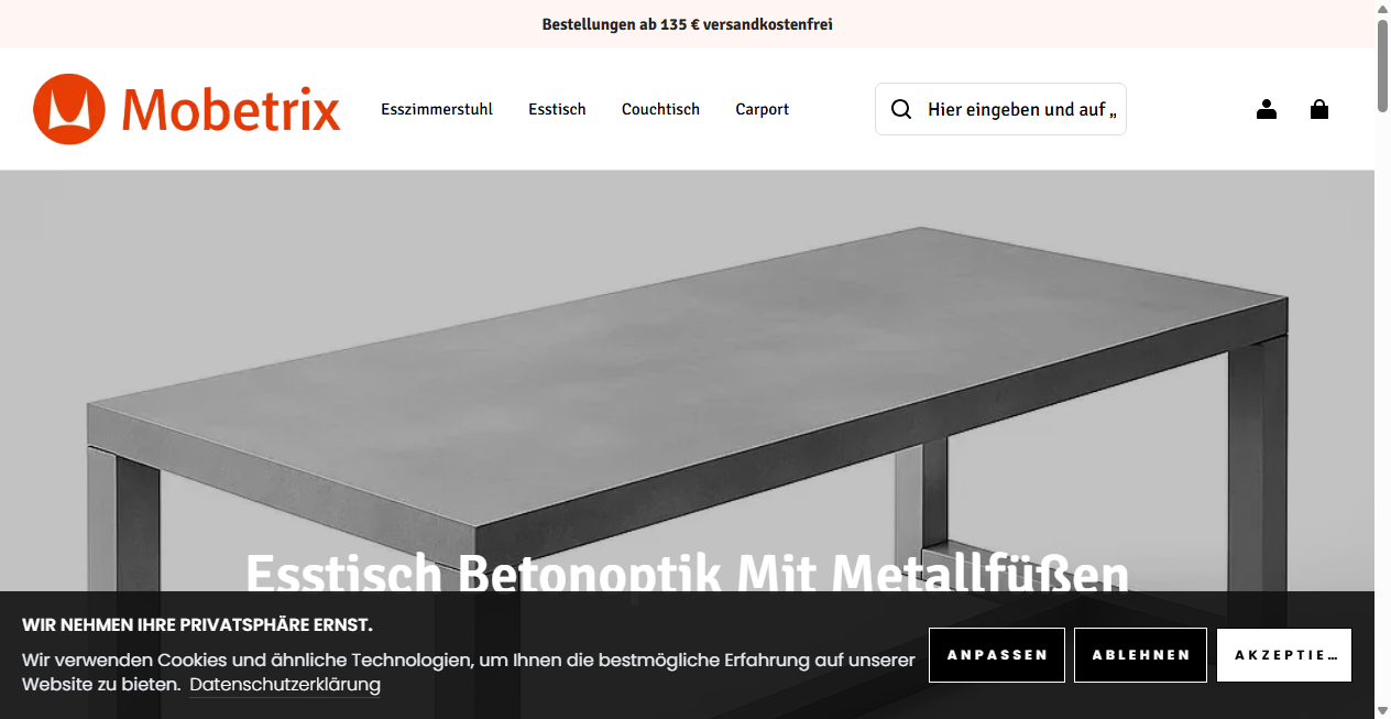 Screenshot von mobetrix.com