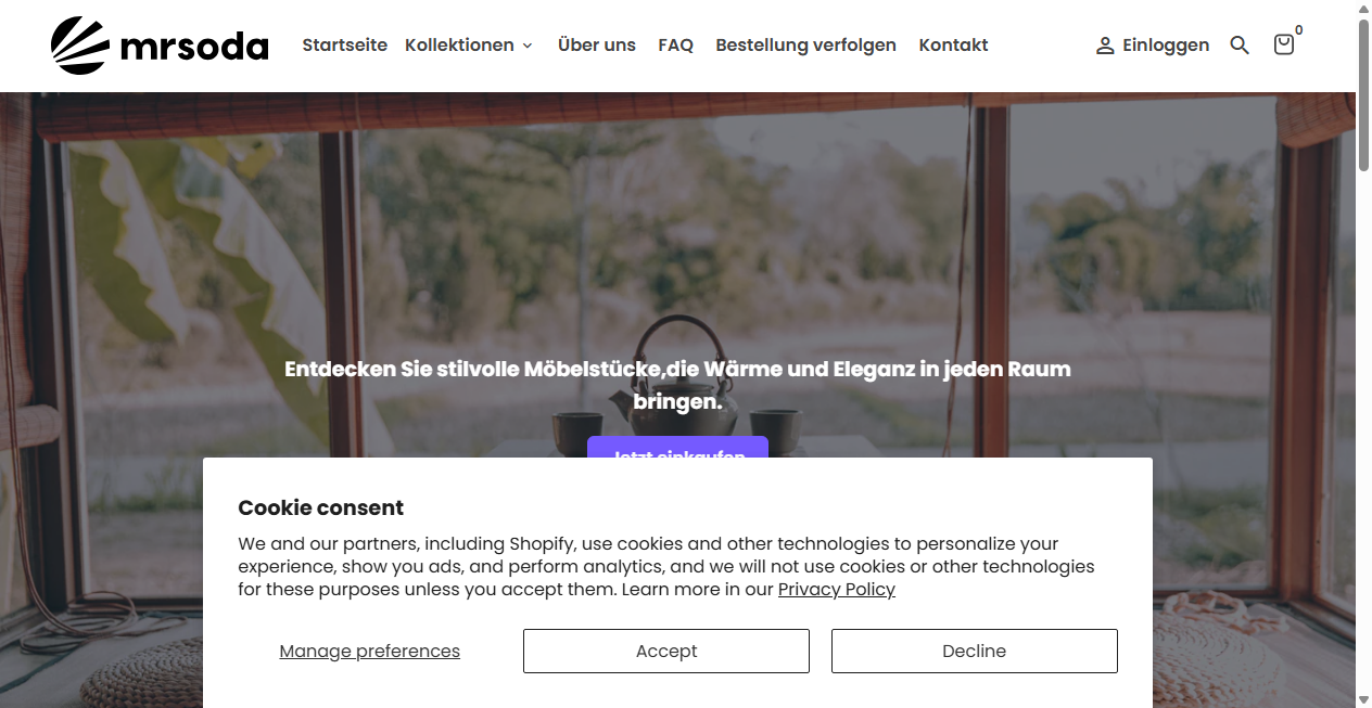 Screenshot von mrsoda.myshopify.com