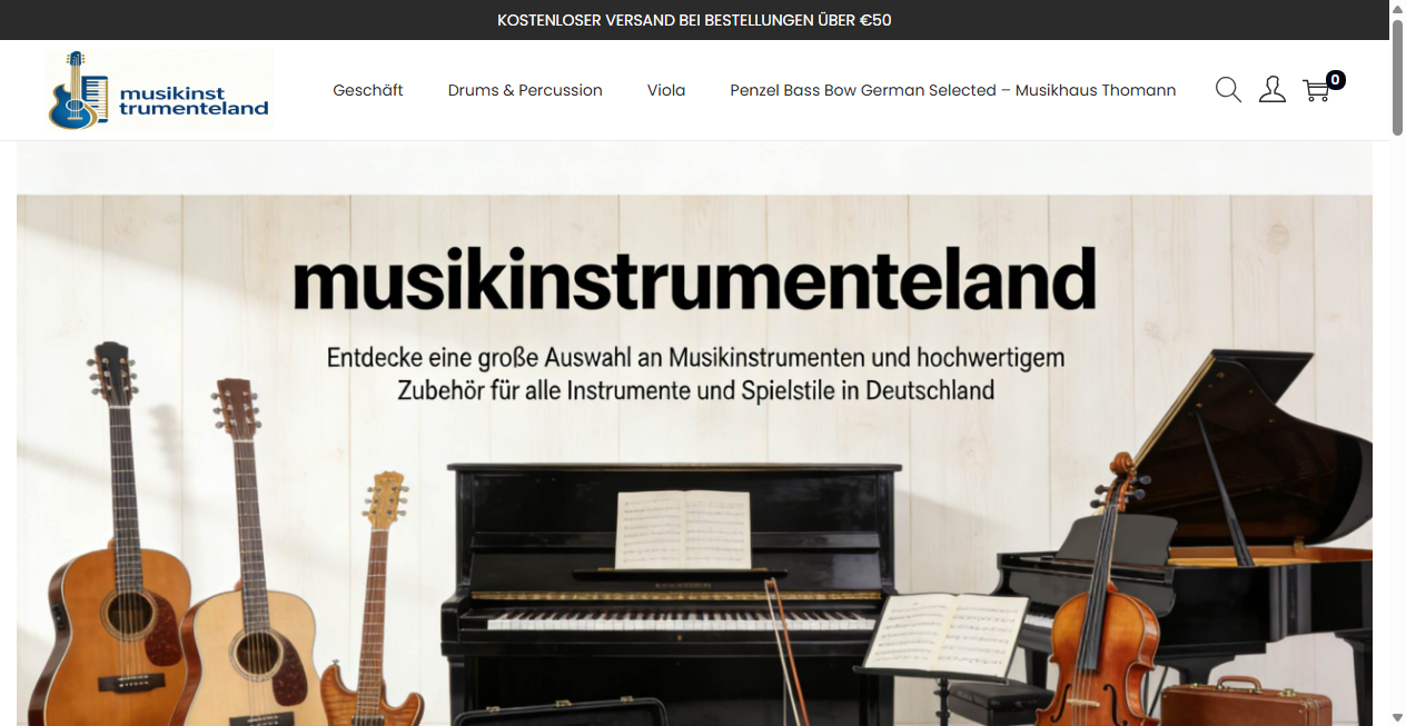 Screenshot von musikinstrumenteland.com