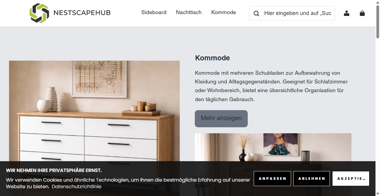 Screenshot von nestscapehub.com