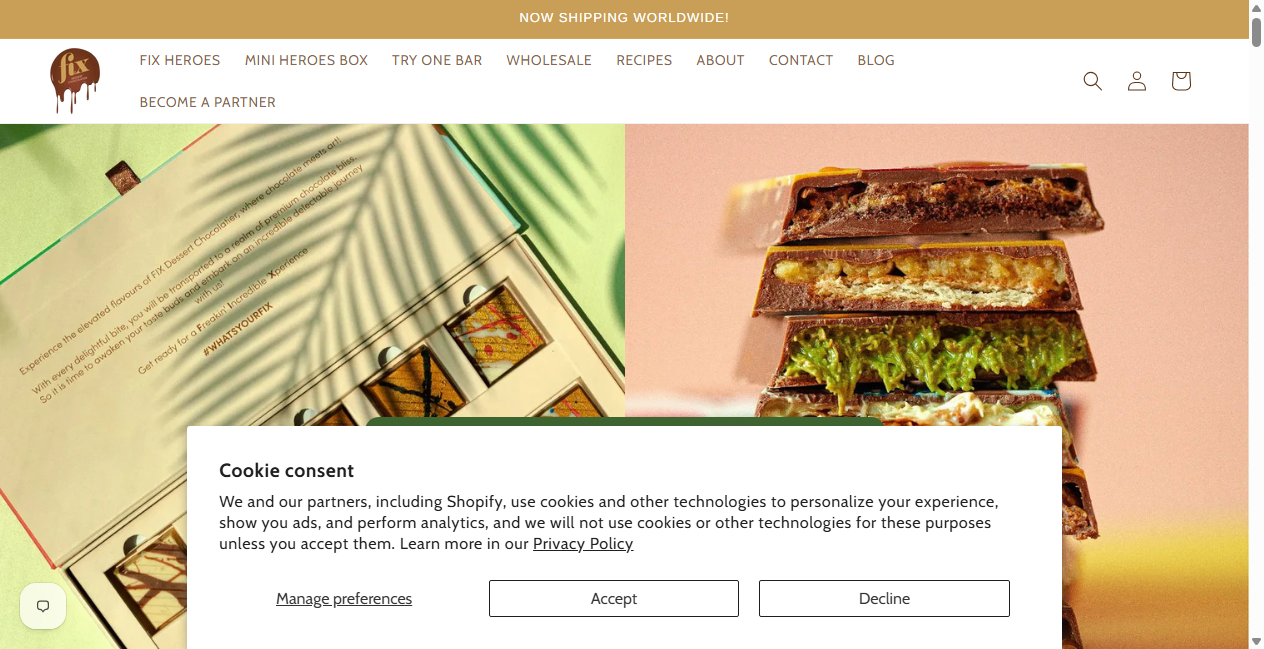 Screenshot von officialfixdessertchocolatier.com