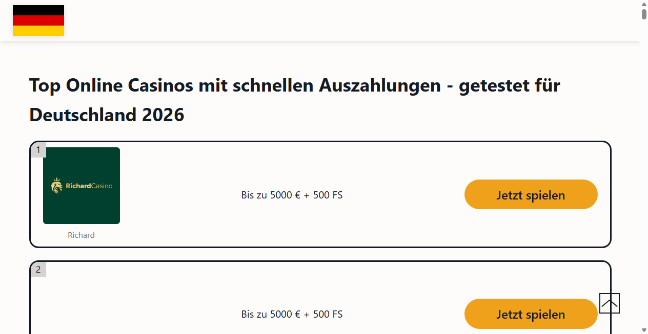Screenshot von onlinecasinomitschnellerauszahlung.de