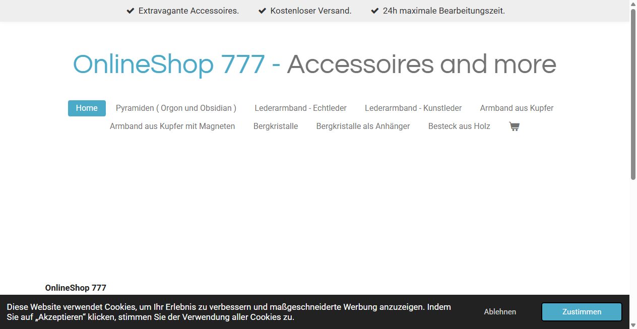 Screenshot von onlineshop77.de