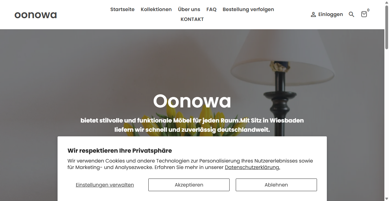Screenshot von oonowa.myshopify.com